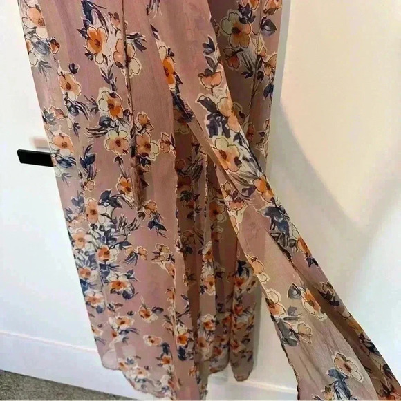 Flying Tomato 🍅 purple floral maxi dress cinched waist V-neck Small flutter - Picture 7 of 10